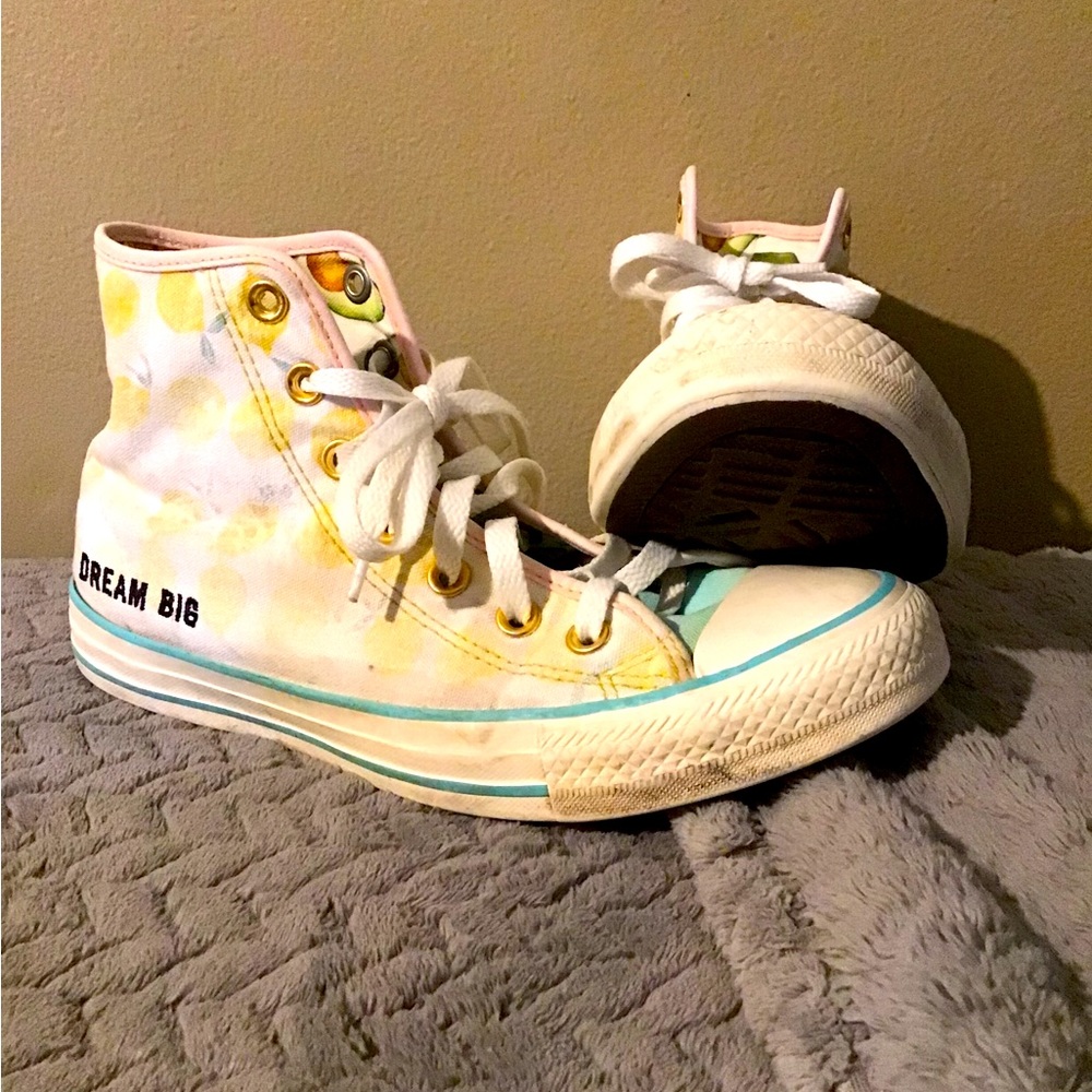 Converse High-Top Sneakers - White and Yellow Accents